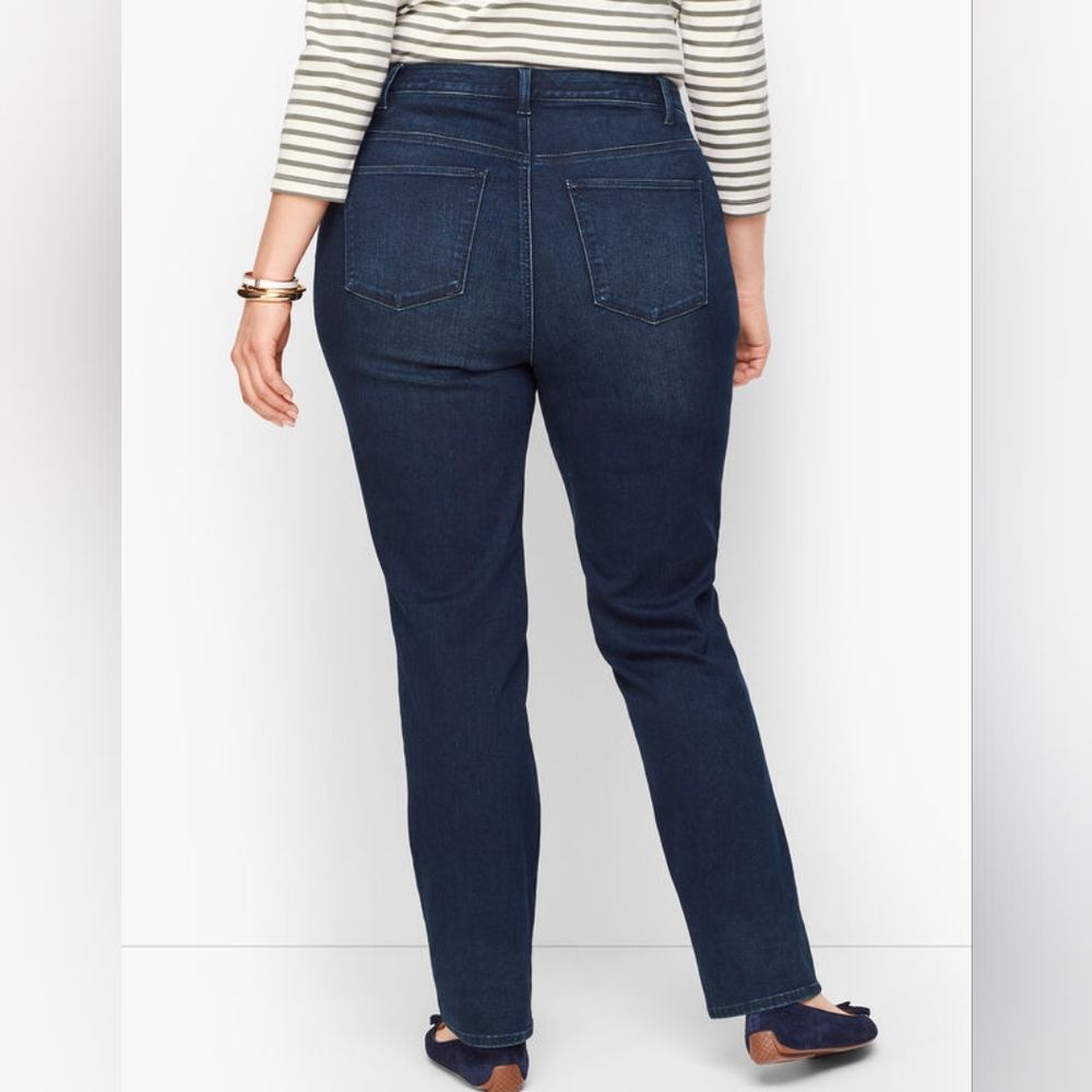 Talbot's Straight Leg High Rise Jean Womens sz 16W Dark Blue Wash Stretch Denim - Picture 11 of 16